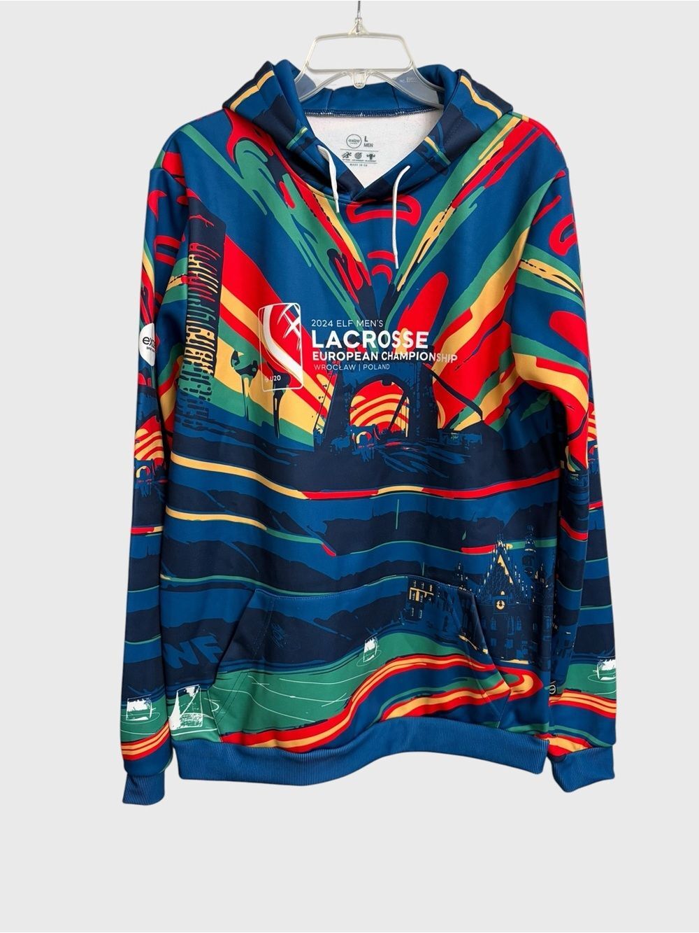 2024 ELF Lacrosse European Championship All-Over-Print Hoodie Mens L (EU) M (US)